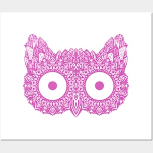 Mandala Owl Pink T-Shirt Posters and Art